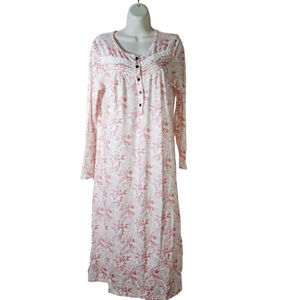 Yozly Floral Long Sleeve Nightgown S Pink White granny core